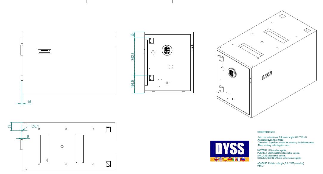 Caja fuerte empotrar gris, marca Gruber